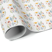 Wildflowers waterverf kamille bel goudsbloem cadeaupapier (Rol Hoek)