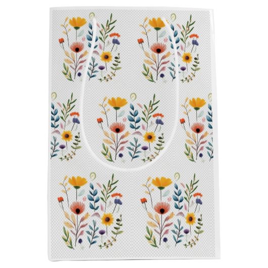 Wildflowers waterverf kamille bel goudsbloem medium cadeauzakje (Voorkant)
