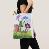 Wildflowers Waterverf Schilderen Canvas tas (Dichtbij)