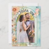 Wildflowers Waterverf trouwfoto dank u Bedankkaart (Voorkant)