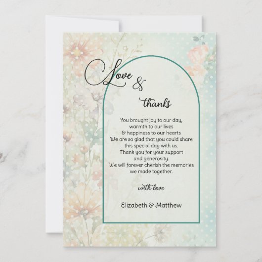 Wildflowers Waterverf trouwfoto dank u Bedankkaart (Achterkant)