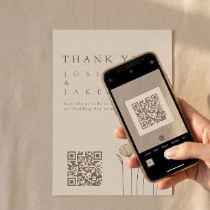 Wildflowers Wedding Dank u kaart met QR-code