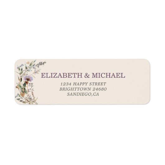 Wildflowers Wedding Elegant Modern Adres Etiket (Voorkant)