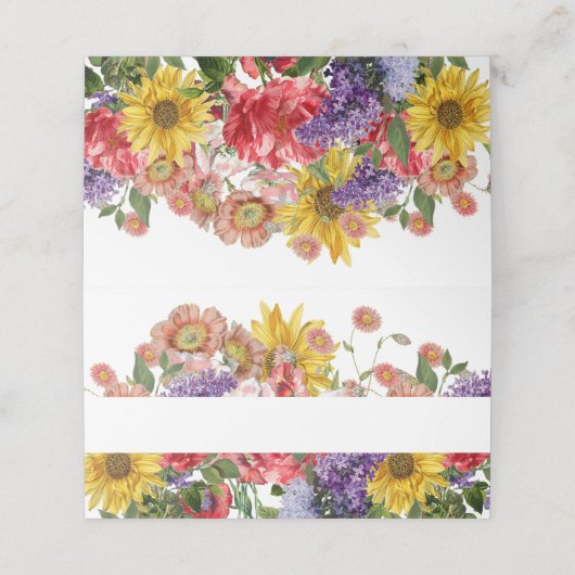  Wildflowers Wedding Gevouwen Plaats Kaart Plaatskaartje (Buitenkant ongevouwen)