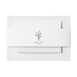 Wildflowers Wedding Monogram in Black Uitnodigingen Wikkel