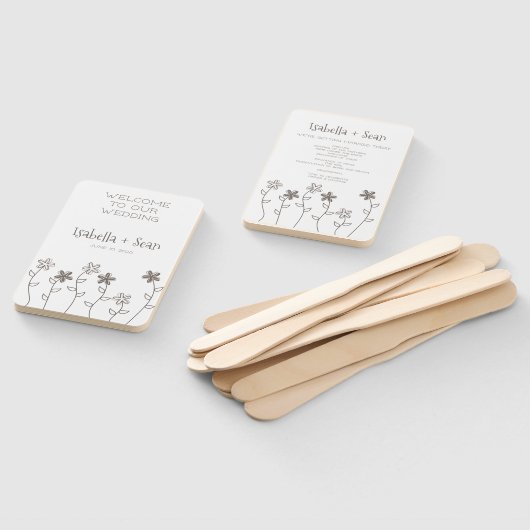 Wildflowers Wedding Monogram in Brown Design Handwaaier (Niet-gemonteerd)