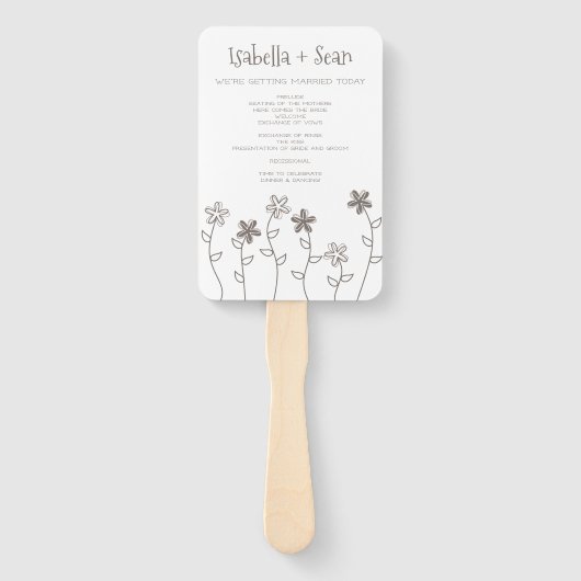 Wildflowers Wedding Monogram in Brown Design Handwaaier (Achterkant)