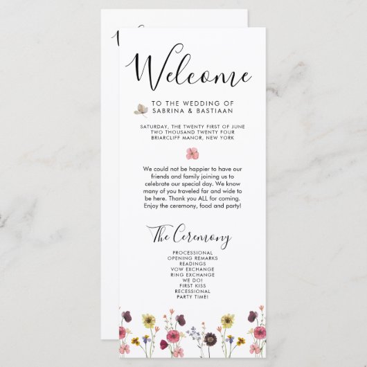 🌸 💍 Wildflowers Wedding Welkom (Voorkant / Achterkant)