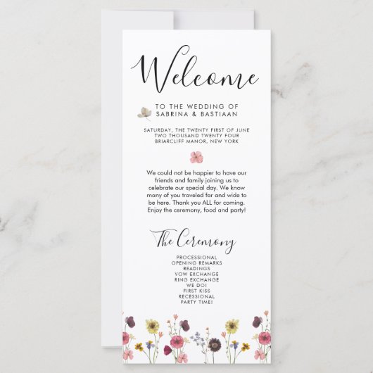 🌸 💍 Wildflowers Wedding Welkomstprogramma (Voorkant)