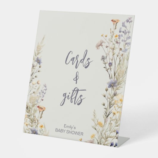 Wildflowers weide elegante boho baby shower reclamebord met voetstuk (Voorkant)