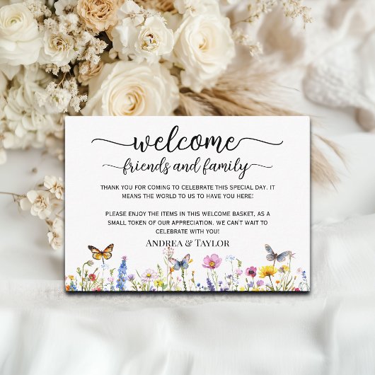 Wildflowers Welkom Gift Bag Basket Place Card Informatiekaartje
