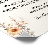 Wildflowers Welkom teken onze bruiloft gastenboek Poster (Hoek)