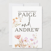 Wildflowers White Chic Wedding Invitation #3 nieuw Kaart (Voorkant)
