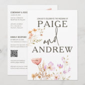 Wildflowers White Chic Wedding Invitation #3 nieuw Kaart (Voorkant / Achterkant)