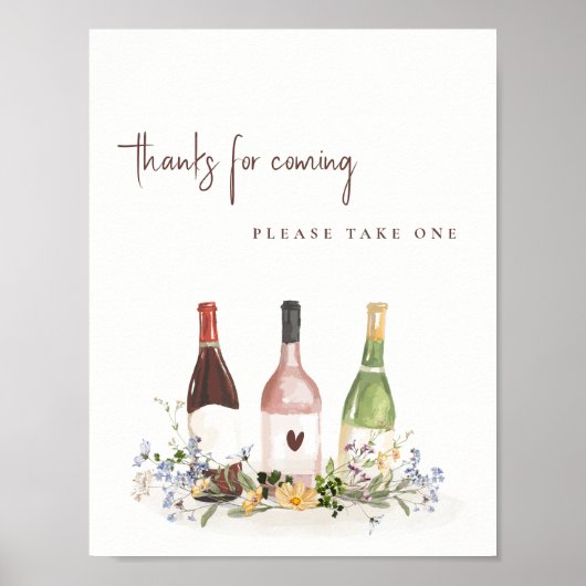 Wildflowers Wine Bottles Favor Sign Bridal Shower Poster (Voorkant)