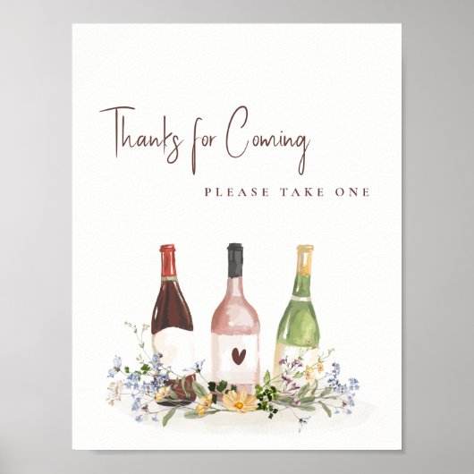 Wildflowers Wine Bottles Favor Sign Bridal Shower Poster (Voorkant)