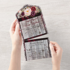 Wildflowers with Burgundy Ribbon, Lace & Lights All In One Uitnodiging