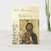 Wildflowers with Icon of Jesus Christ Birthday     Kaart (Voorkant)