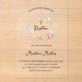  wildflowers wreath Baptism Invitation Acryl Uitnodigingen (Voorkant)