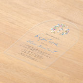 Wildflowers Zilver Kruis Blauw Script Boy Doop Acryl Uitnodigingen (Laagn)