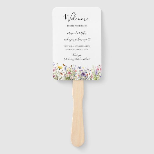 Wildflowers zomer bruiloft programma fan handwaaier (Voorkant)
