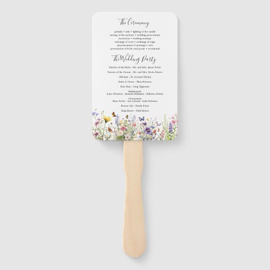Wildflowers zomer bruiloft programma fan handwaaier (Achterkant)