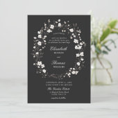 Wildflowers Zwart Wit Formele Elegante Huwelijk Kaart (Staand voorkant)