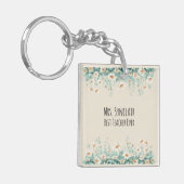 Wildflowerweide Beste Leraar Ooit Waardering Sleutelhanger (Voorkant Links)