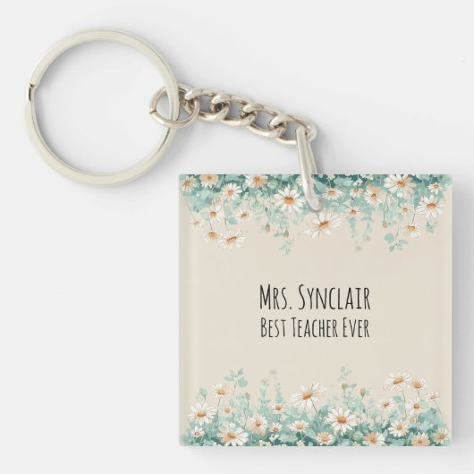 Wildflowerweide Beste Leraar Ooit Waardering Sleutelhanger (Voorkant)