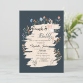 Wildflowerweide Brunch & Bubbels Bruidsbruiloft Kaart (Staand voorkant)