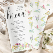 Wildflowerweide Elegant Script Bruiloft Menu