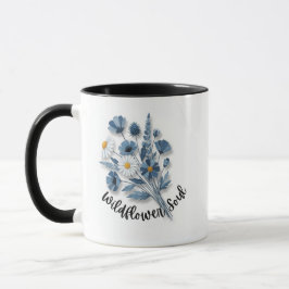 Wildflowerziel Blauwe Bloemenkunst Mok