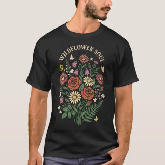 Wildflowerziel Bloem Botanische Vlinder T-shirt