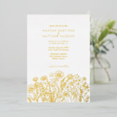 Wildflowes Elegante Chic Gold Wedding Folie Uitnodiging (Staand Voorkant)