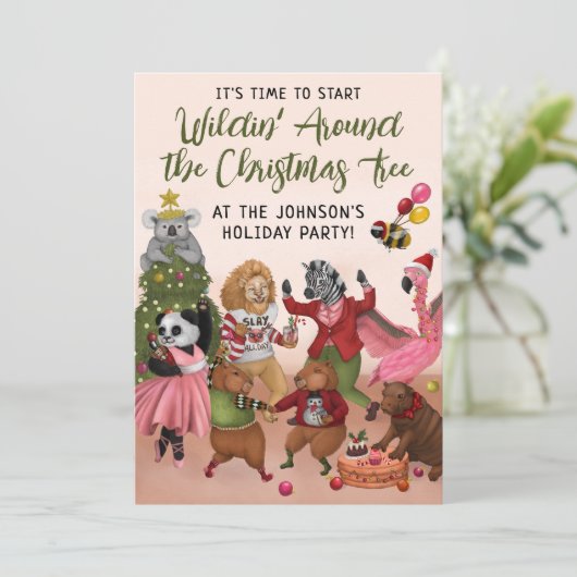 Wildin' Around the Christmas Tree Holiday Party be Kaart (Staand voorkant)