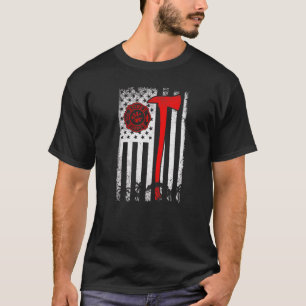 Wildland brandweerman Ax Amerikaanse vlag Thin Red T-shirt