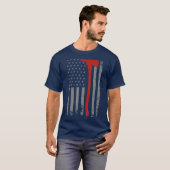 Wildland Firefighter Axe American Flag Thin Red T-shirt (Voorkant volledig)