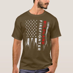 Wildland Firefighter Us Flag Firemen T-shirt