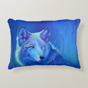 Wildleven geeft met Wolven Art   Blauwe Wolf Decoratief Kussen