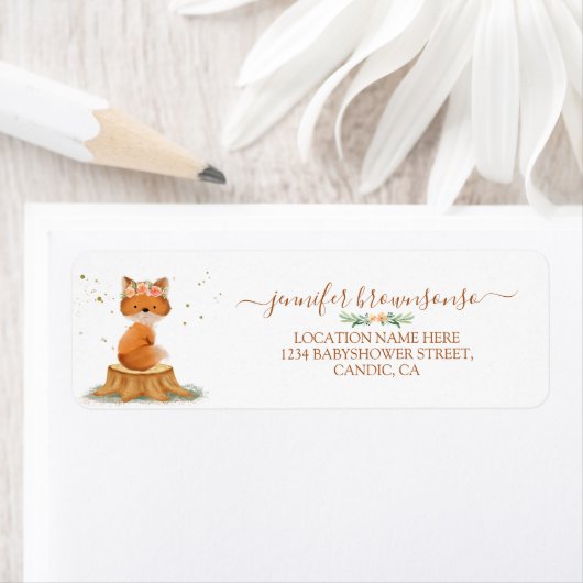 Wildlife Animal Fox Flower Etiket (Insitu)