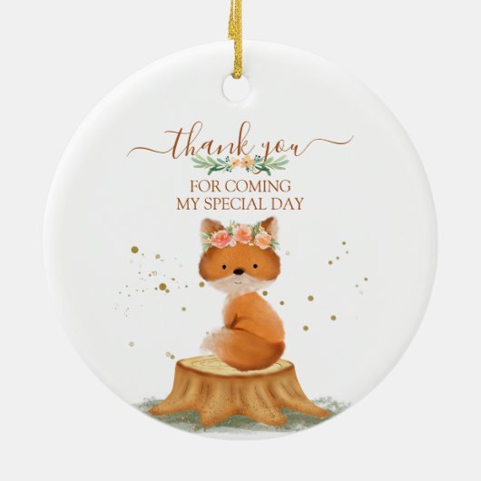 Wildlife Animal Fox Flower two sided Keramisch Ornament (Achterkant)
