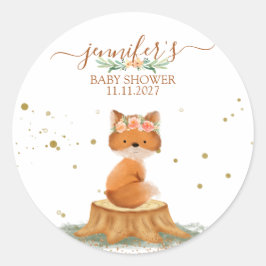Wildlife Animal Fox with Flower Ronde Sticker
