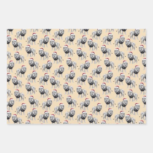 Wildlife Animal Leopard Lion Zebra Kerst Inpakpapier Vel (Voorkant)