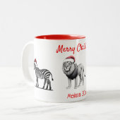 Wildlife Animal Leopard Lion Zebra Kerst Tweekleurige Koffiemok (Voorkant links)