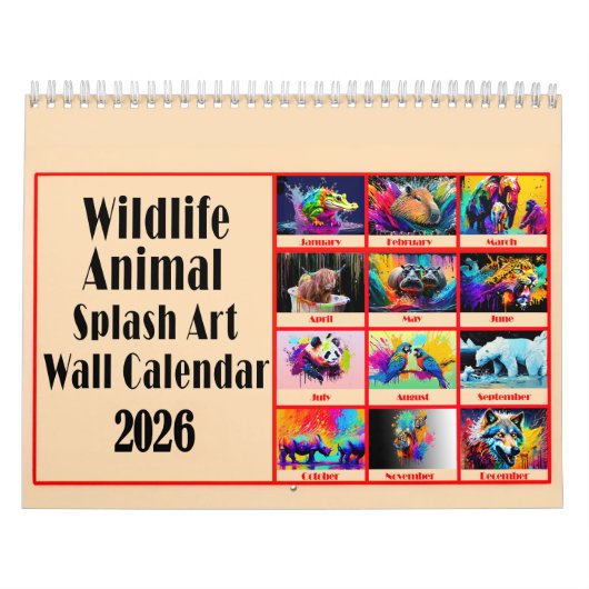 Wildlife Animal Lovers Colour Splash Art 2026 Kalender (Hoes)