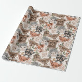 Wildlife Animal Pattern Fox Herten Egel Cadeaupapier (Uitgerold)