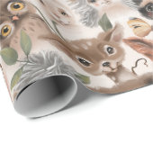 Wildlife Animal Pattern Fox Herten Egel Cadeaupapier (Rol Hoek)
