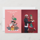 Wildlife Animals Kerstboom Platte Vakantie Kaart (Voorkant)