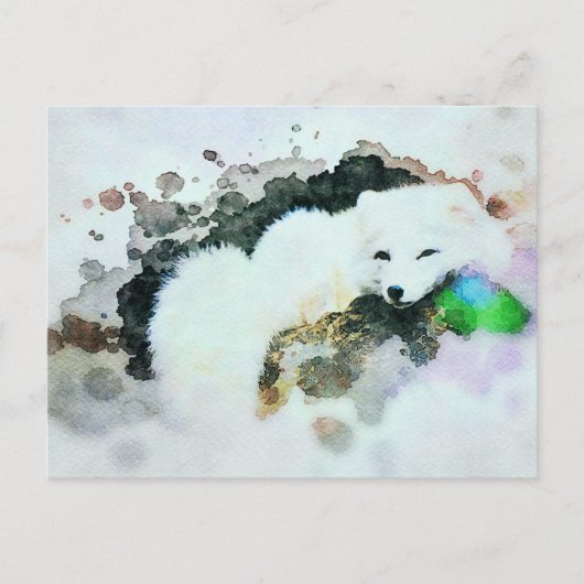 *~* Wildlife AP18 Sneeuwwitpoolpolaire Fox Post Briefkaart (Voorkant)