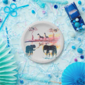 Wildlife Art African Sunset Papieren Bordje (Feest)
